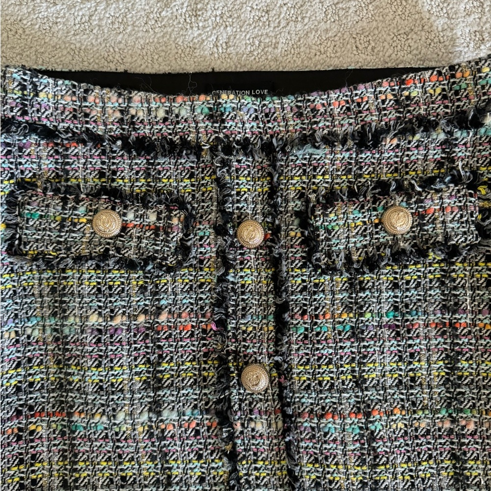 Generation Love Women's Sandra Tweed Mini Skirt In Black Rainbow Size 8 - Picture 5 of 5